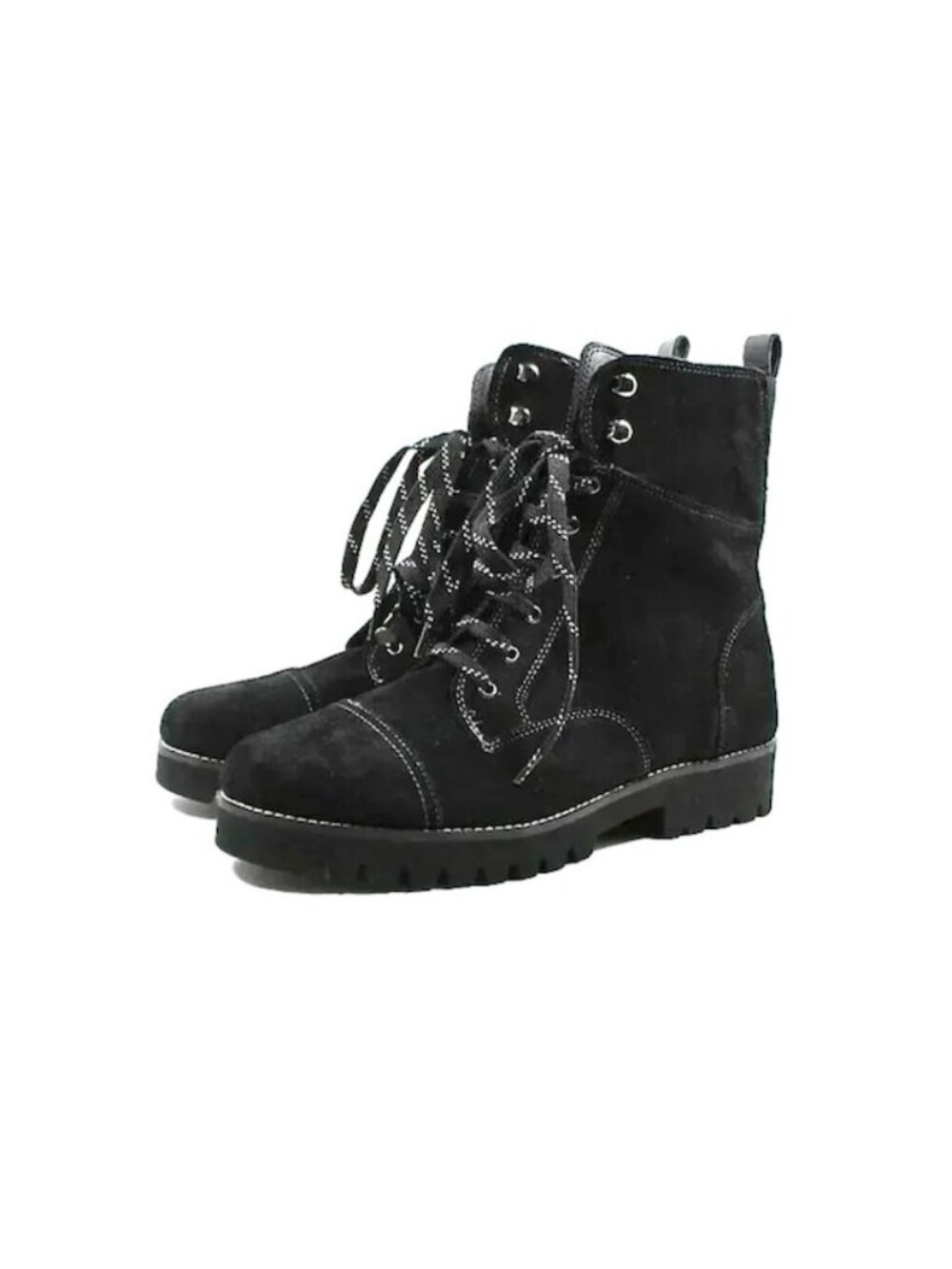 Donald Pliner Black Suede Lug Sole Combat Boot Lace-up Womens Size 8.5 - NEW